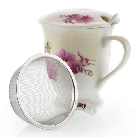 cana pentru ceai cu infuzor ceramic si capac