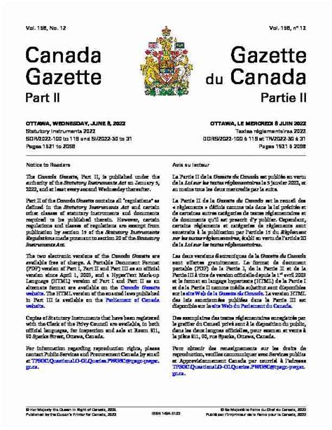 canada gazette part ii