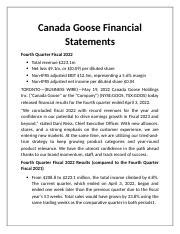canada goose financial statement