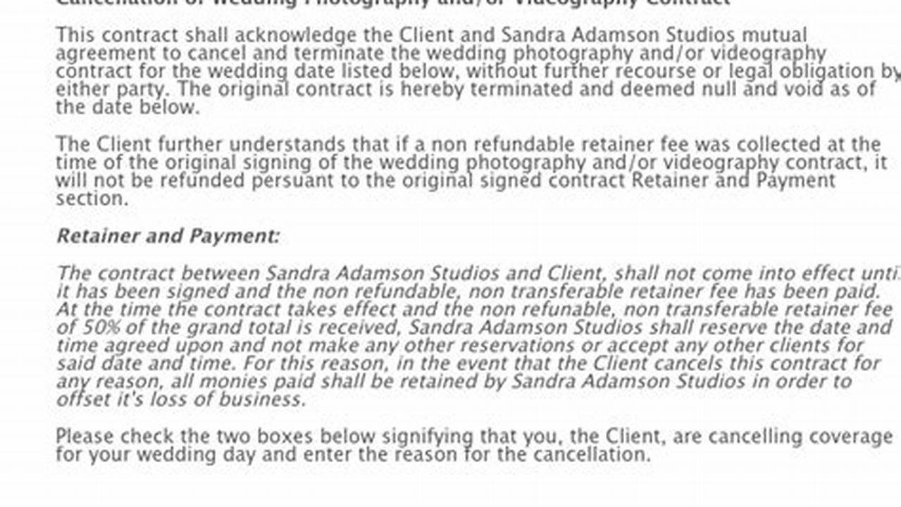 Cancellation Contract Photography: A Guide to Terms and Conditions