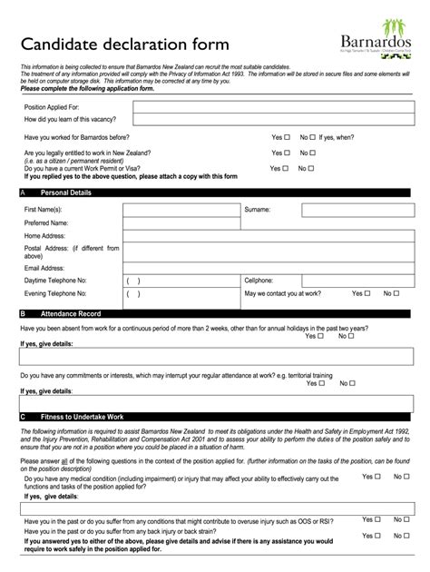 candidate form for election
