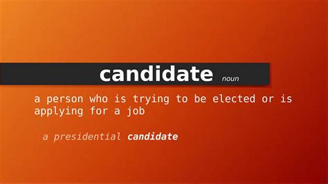 candidate meaning in english with example