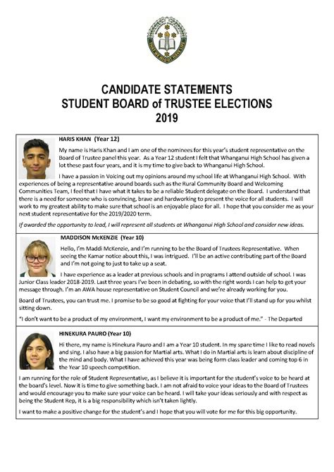 candidate statement for election