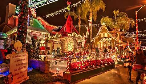 Candy Cane Lane Christmas Lights Los Angeles Night View Of Beautiful In