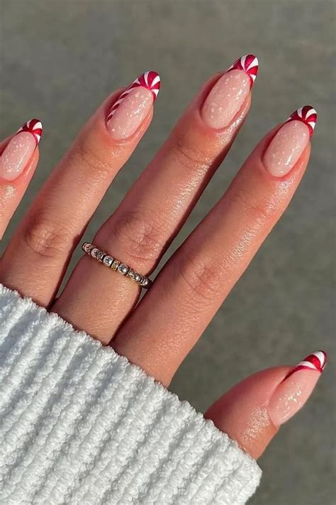 Candy Cane French Tip Nails