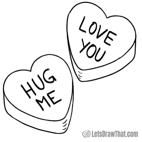 Candy Heart Line Drawing