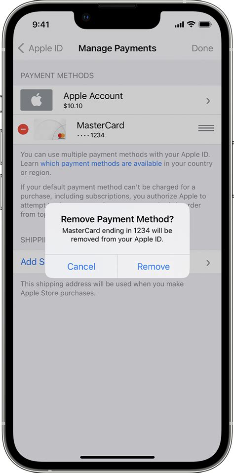 cannot change apple id payment method