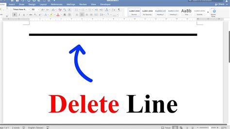 cannot delete black line in word