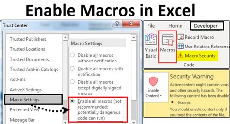 cannot enable macros in excel 365