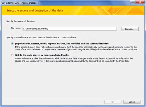 Cannot Open Database Access Import Excel