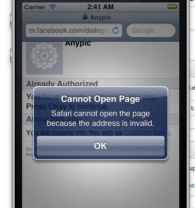 cannot open facebook page