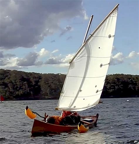 Christine Cochran's innovative lug sail reefing device in use on her