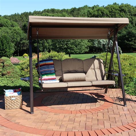Sunnydaze Outdoor Porch Swing with Adjustable Canopy and Durable Steel