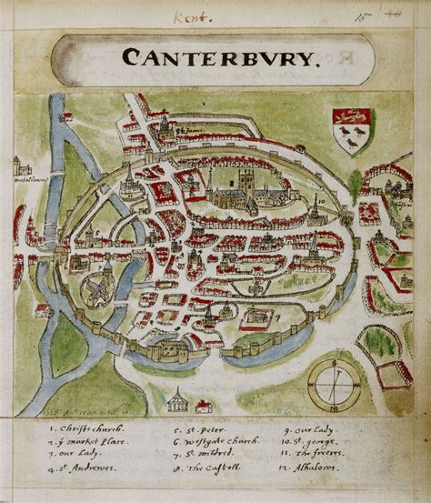 canterbury england 1500s map