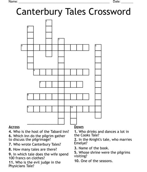 canterbury tales pilgrim crossword clue