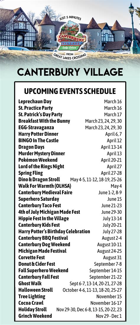 canterbury village events calendar