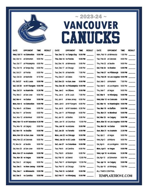 canucks game schedule printable