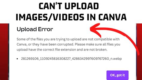 canva upload image not working