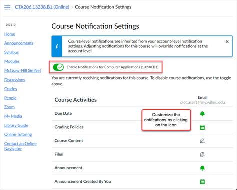Canvas Course Notifications