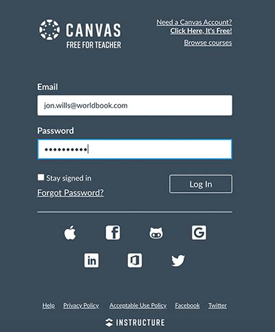 canvas instructure log in settings