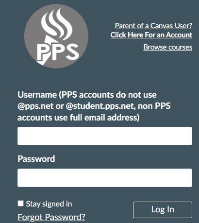 canvas log in pps