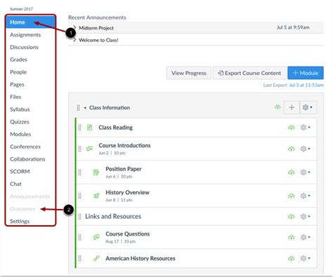Canvas Navigation Menu