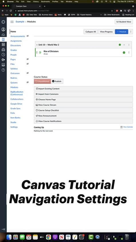 Canvas Navigation Settings