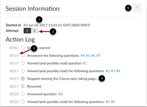 Canvas Quiz Action Log