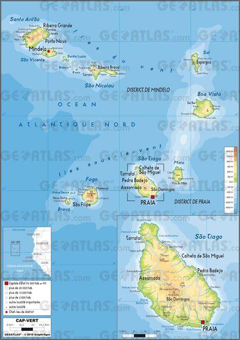 Carte du CapVert Plusieurs cartes du pays au large de l'Afrique