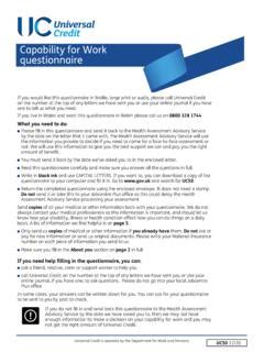 capability for work questionnaire points