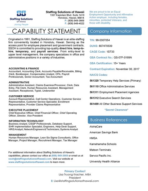 capability statement examples for resume