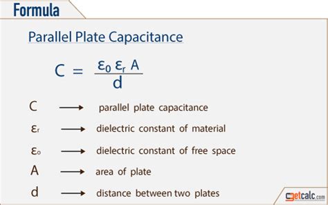 Capacitance Formula In Parallel Plate