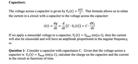 Capacitance Formula With Current And Voltage