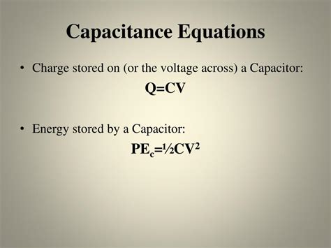 Capacitance In Equations