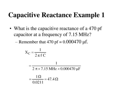 Capacitive Reactance Si Unit