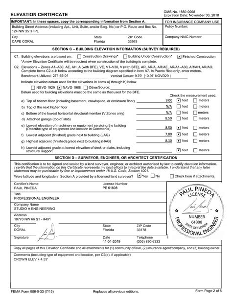 cape coral elevation certificate