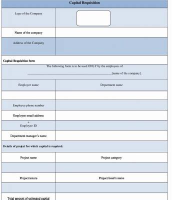 capital acquisition request form template