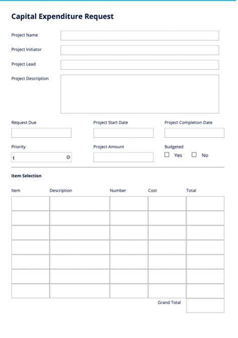 Capital Expenditure Request Template