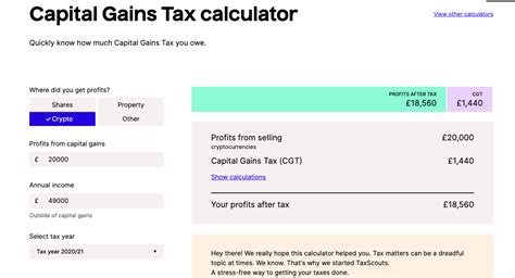 capital gains tax calculator crypto uk