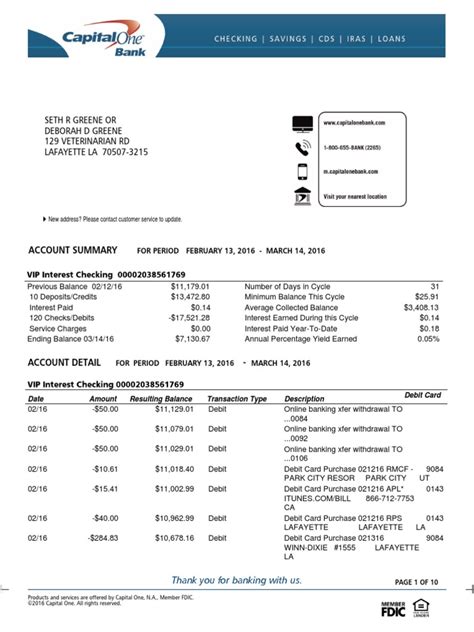 capital one january statement