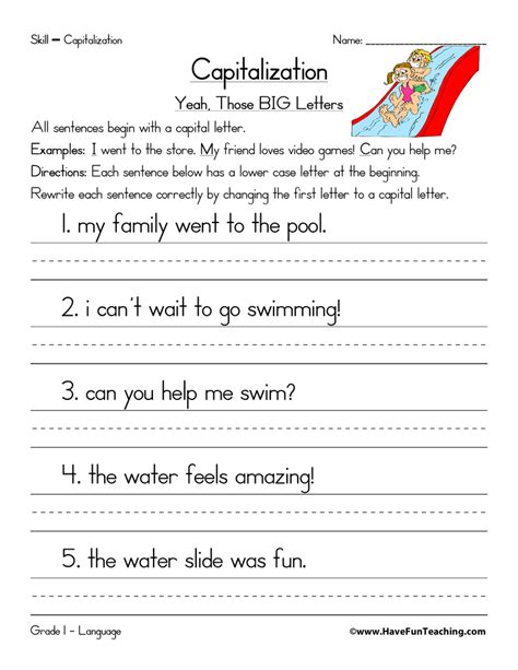 capitalizing proper nouns worksheet 2nd grade