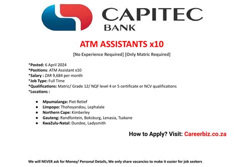 capitec atm assistant job