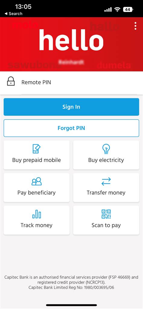 capitec banking app login