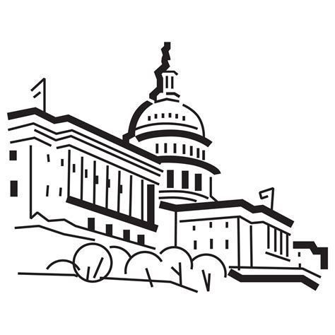 capitol building clipart black and white