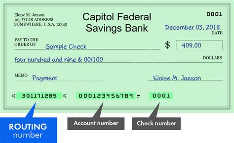 capitol federal savings routing number