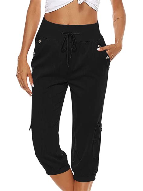 Capri Pants Black Cargo