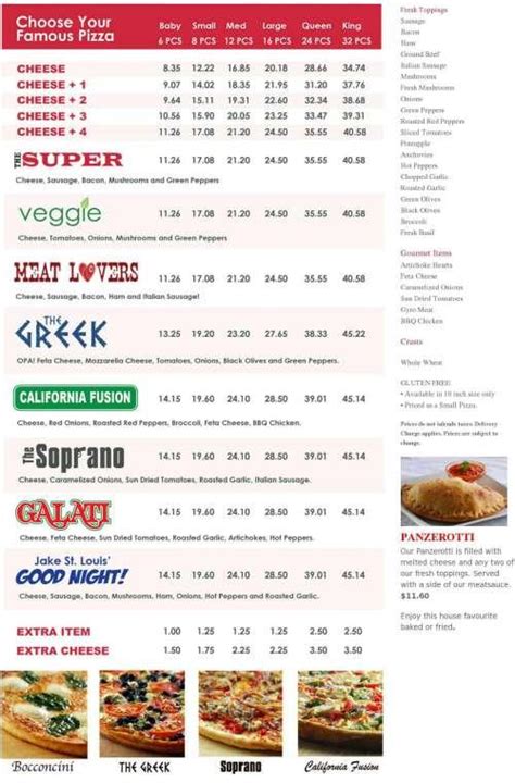 capri pizza kingsville menu