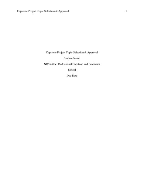Capstone Project Topic Selection And Approval