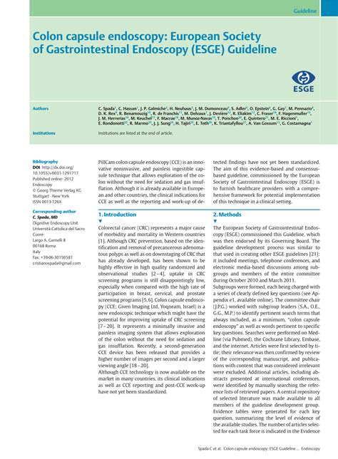 Capsule Endoscopy Guidelines Esge