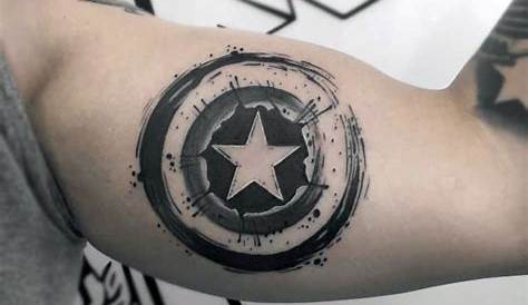 Minimalist Captain America Shield Tattoo Black And White